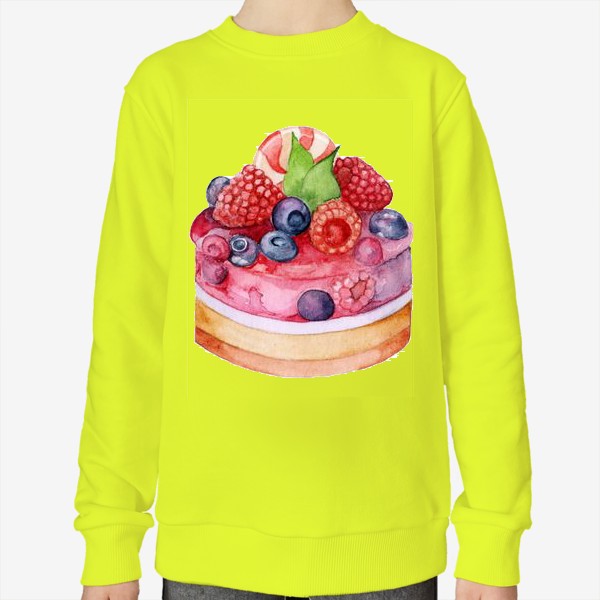 Свитшот &laquo;Акварель сладкий десерт пирожное с желе и ягодами&raquo;