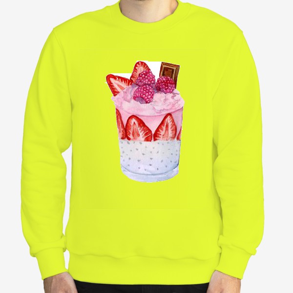 Свитшот «Акварель Стакан десерт ягоды, шоколад, крем. мороженое»