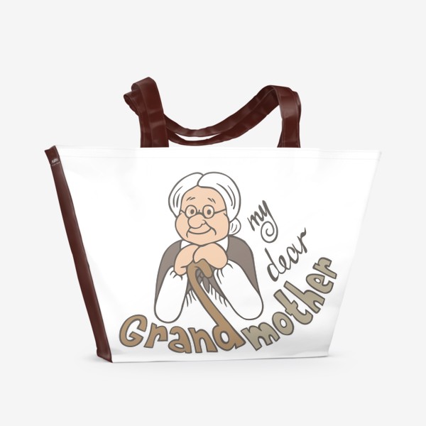 Пляжная сумка «моя дорогая бабушка надпись и иллюстрация»