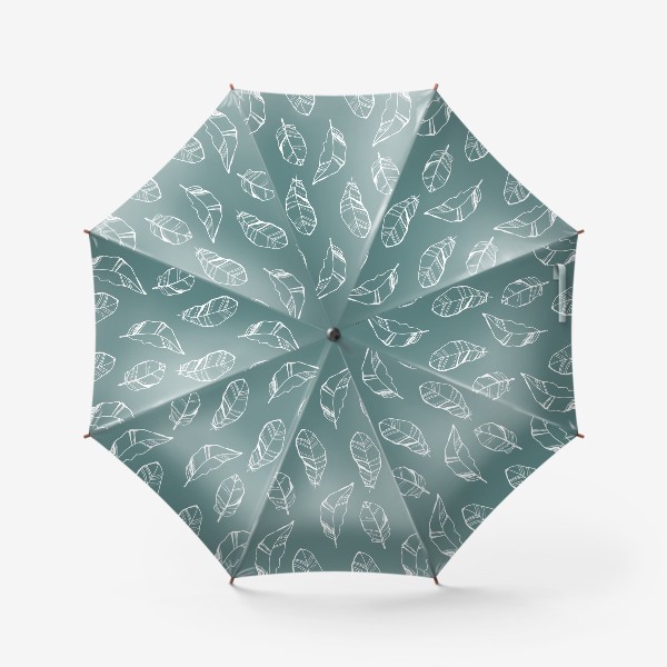Зонт «Контур перья в стиле сканди и бохо на мятном паттерн»