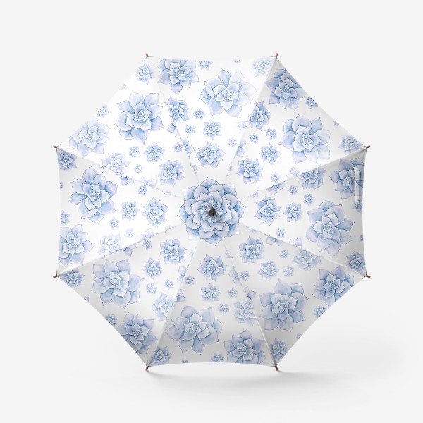 Зонт «суккуленты голубые паттерн»