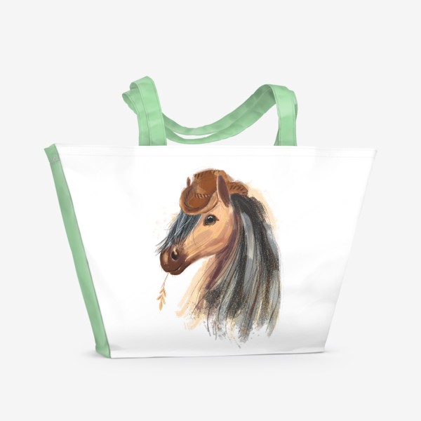 Пляжная сумка «Лошадь в ковбойской шляпе»
