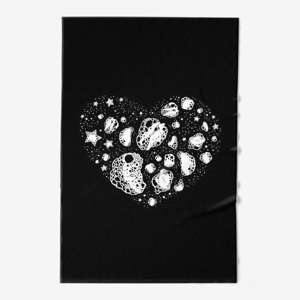 Полотенце «Космическое сердце. Черный фон. Графика»