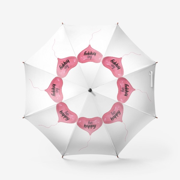 Зонт «Воздушный шарик-сердце «be happy”  розовый»