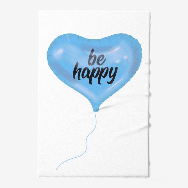 Полотенце &laquo;Воздушный шарик-сердце «be happy” голубой&raquo;