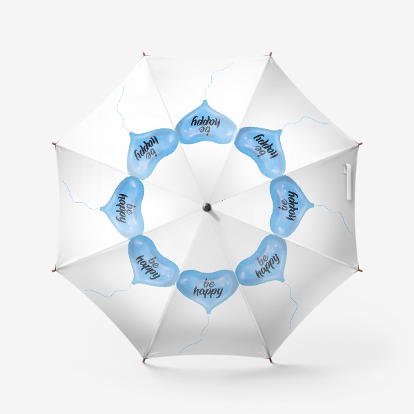 Зонт «Воздушный шарик-сердце «be happy” голубой»