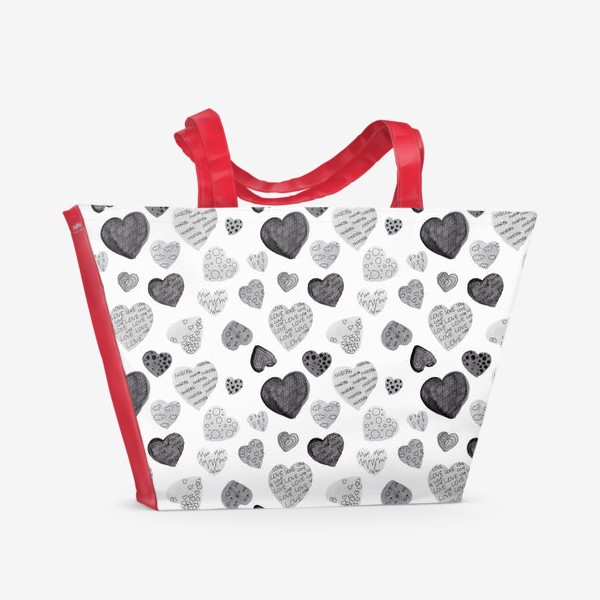 Пляжная сумка «Серые сердечки»