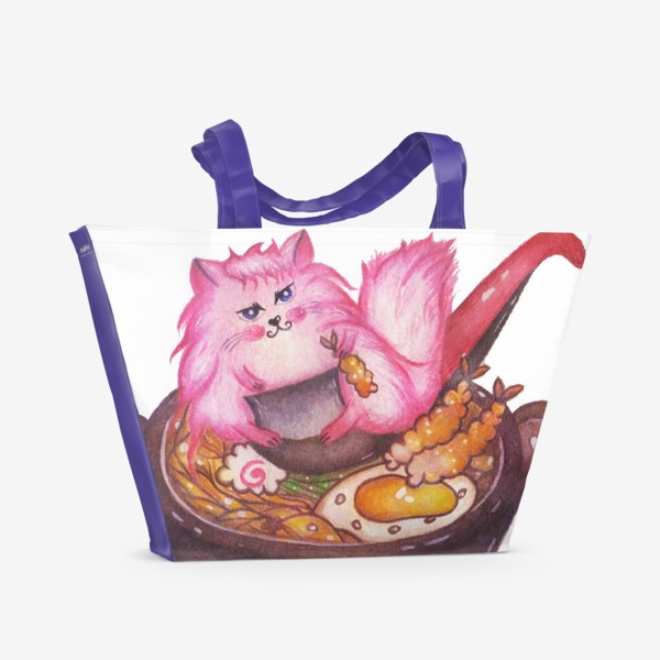 Пляжная сумка «Кот в лапше»