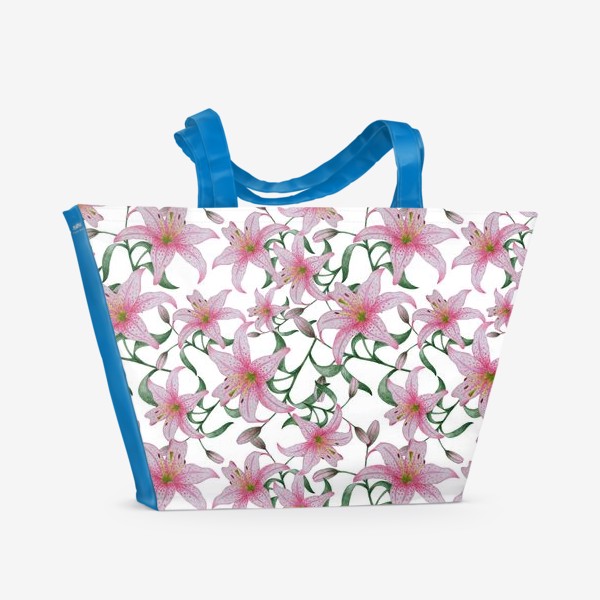 Пляжная сумка «Лилии на белом фоне»