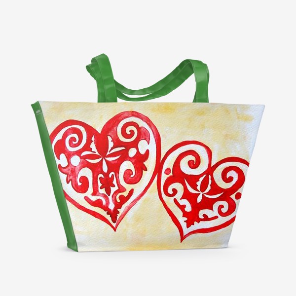 Пляжная сумка «сердца орнаментами»