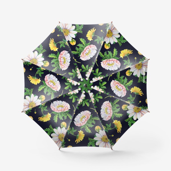 Зонт «Хризантемы на черном»