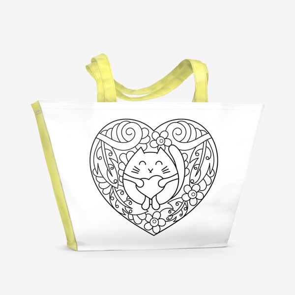 Пляжная сумка «Котик с сердцем»