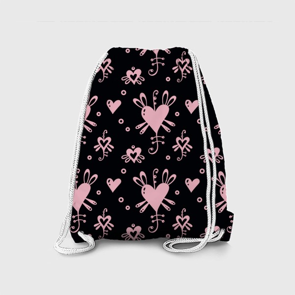 Рюкзак «Розовое на черном.»