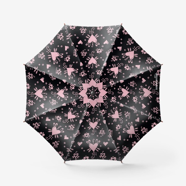 Зонт «Розовое на черном.»