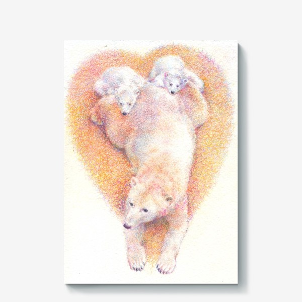 Холст «Белые медведи, мишки, семья, любовь»
