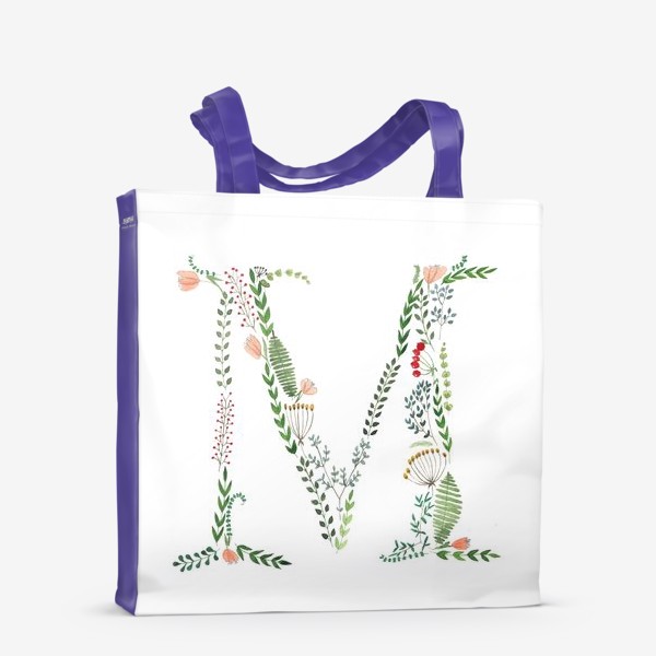 Сумка-шоппер «Буква М из листиков, веточек, ягод и цветов.»