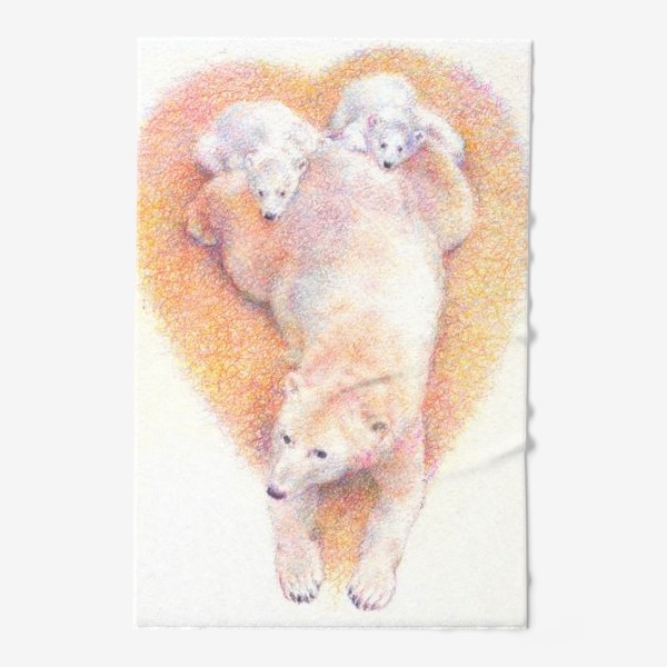 Полотенце &laquo;Белые медведи, мишки, семья, любовь&raquo;