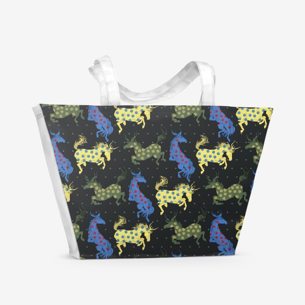 Пляжная сумка «Colorful horned horses»