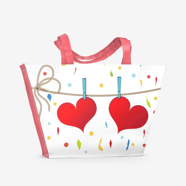 Пляжная сумка «Два сердца на веревочке»