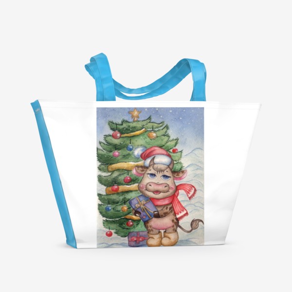 Пляжная сумка «Новогодний бычок»