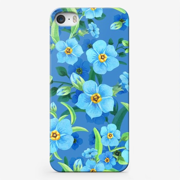 Чехол iPhone «Незабудки на синем»