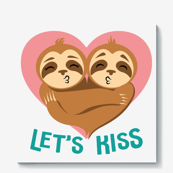 Холст «Влюбленные ленивцы. Let's kiss»