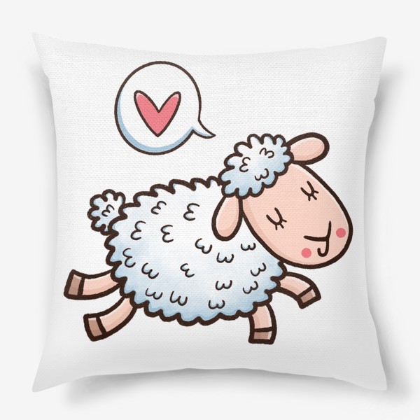 Подушка &laquo;Милая овечка думает о любви&raquo;