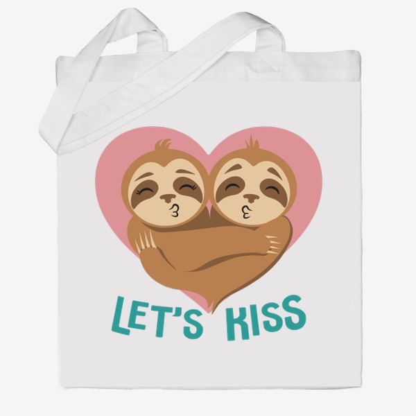 Сумка хб «Влюбленные ленивцы. Let's kiss»