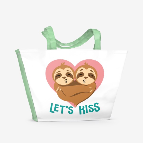 Пляжная сумка «Влюбленные ленивцы. Let's kiss»