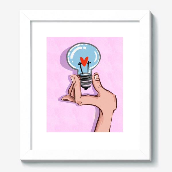 Картина «Идея.Лампочка на розовом фоне »