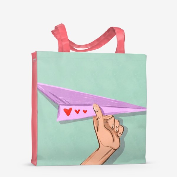 Сумка-шоппер «Бумажный самолёт с сердечками »
