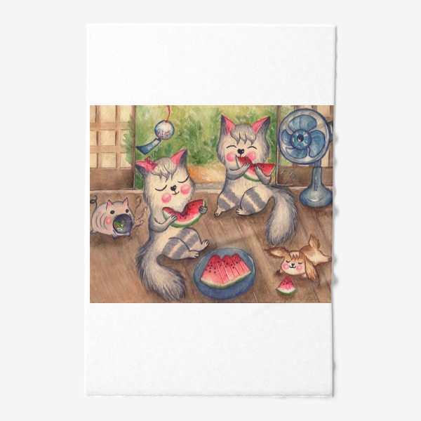 Полотенце «Котики с арбузом»