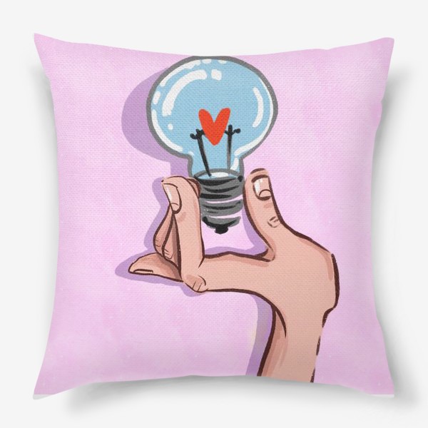 Подушка «Идея.Лампочка на розовом фоне »