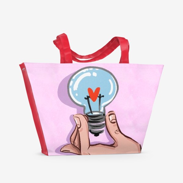 Пляжная сумка «Идея.Лампочка на розовом фоне »