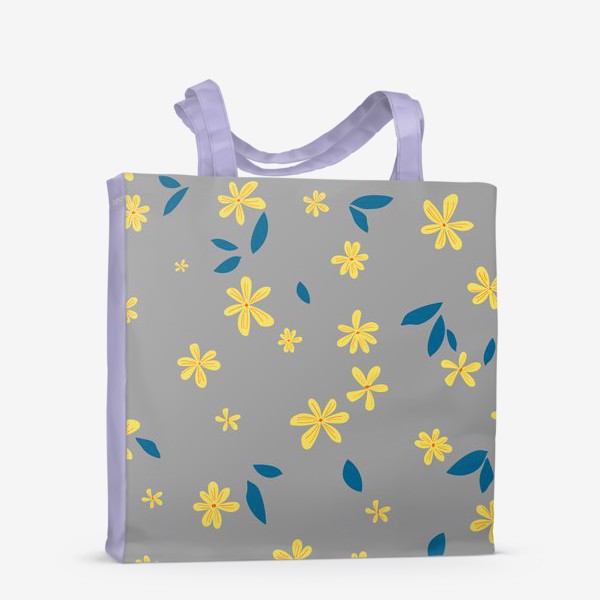 Сумка-шоппер «жёлтые цветы на сером»