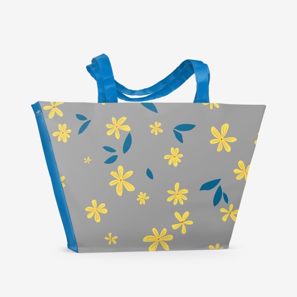 Пляжная сумка &laquo;жёлтые цветы на сером&raquo;