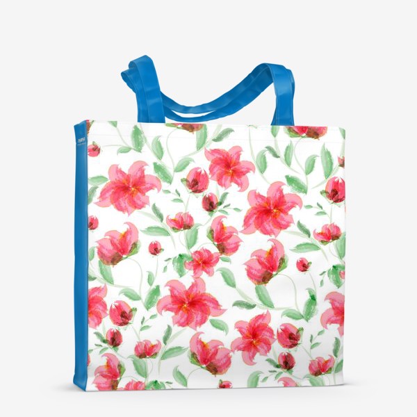 Сумка-шоппер «красные акварельные цветы»