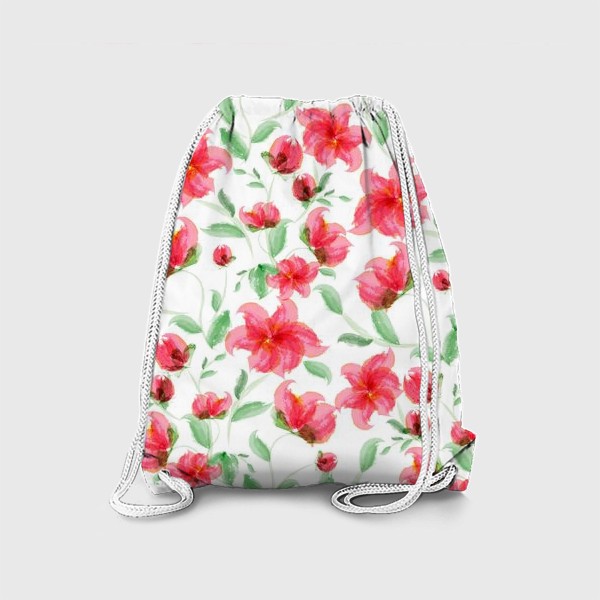 Рюкзак «красные акварельные цветы»