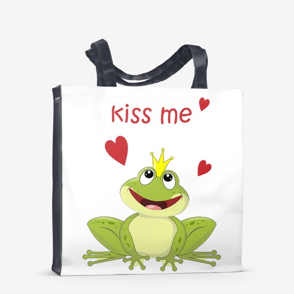Сумка-шоппер «Лягушка-царевна/принц "kiss me" подарок на валентинов день»
