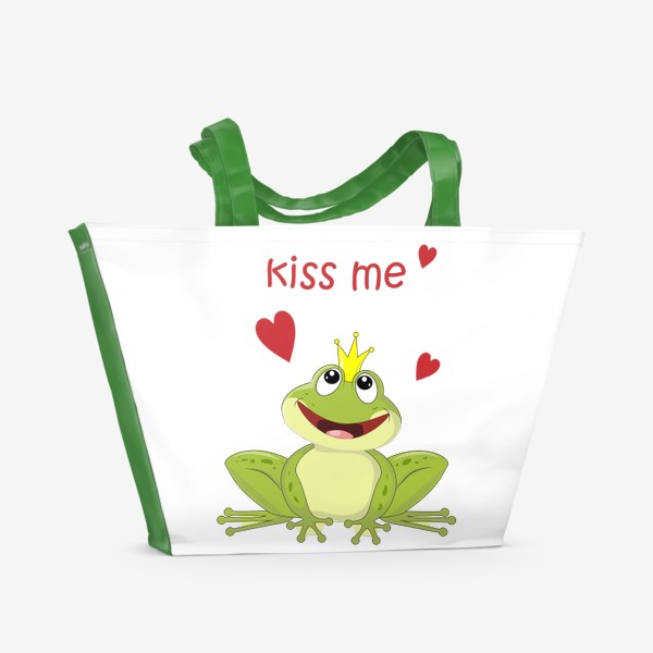 Пляжная сумка «Лягушка-царевна/принц "kiss me" подарок на валентинов день»