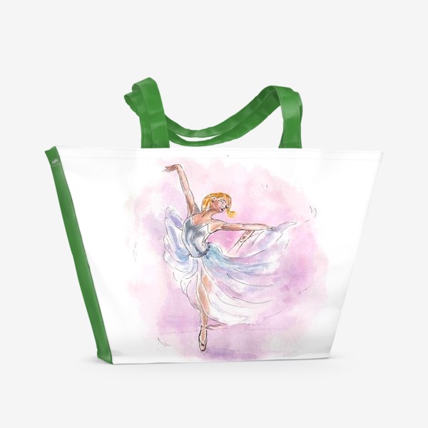 Пляжная сумка «Танцы. Балерина в прыжке. Женщина балет. Розовый.»