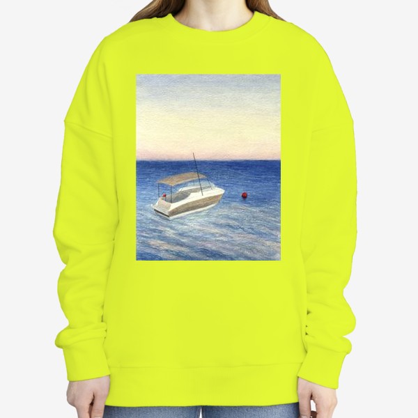 Свитшот «Кораблик в море. Акварель. Реализм.»