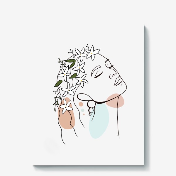Холст «Абстракция девушка с цветами»