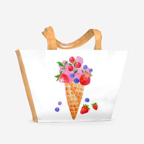 Пляжная сумка «Мороженое с клубникой»