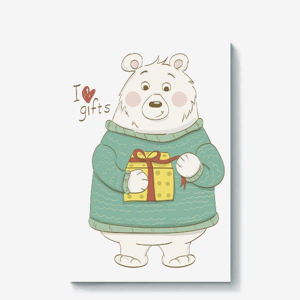 Холст «Медведь. Любовь к подаркам.»