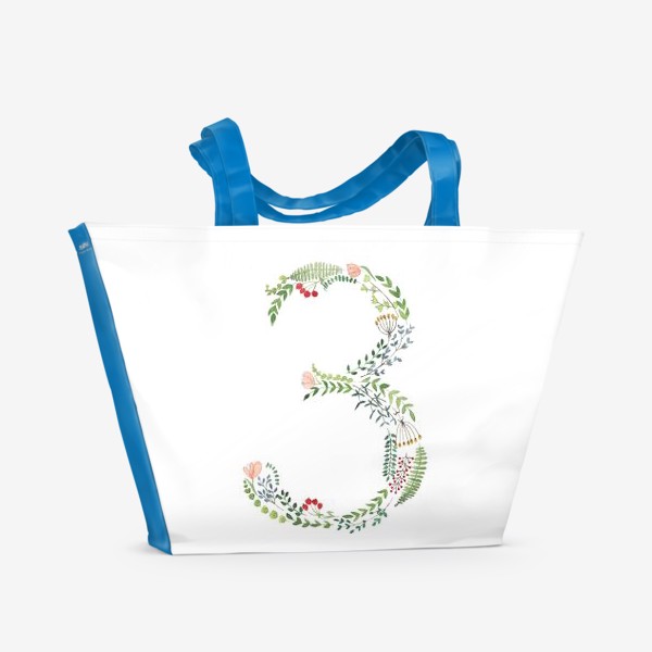 Пляжная сумка «Буква З из веточек, листиков, ягод и цветов.»