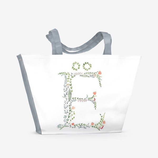 Пляжная сумка «Буква Ё из веточек, листиков, ягод и цветов.»