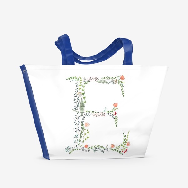 Пляжная сумка «Буква Е из веточек, листиков, ягод и цветов.»