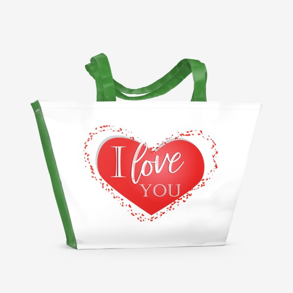 Пляжная сумка «Я тебя люблю. Красное сердце»