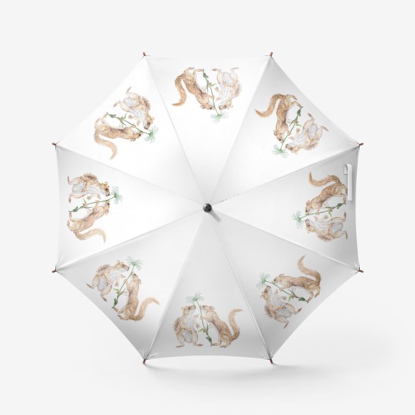 Зонт «Милая пара белок в подарок цветок ромашка»